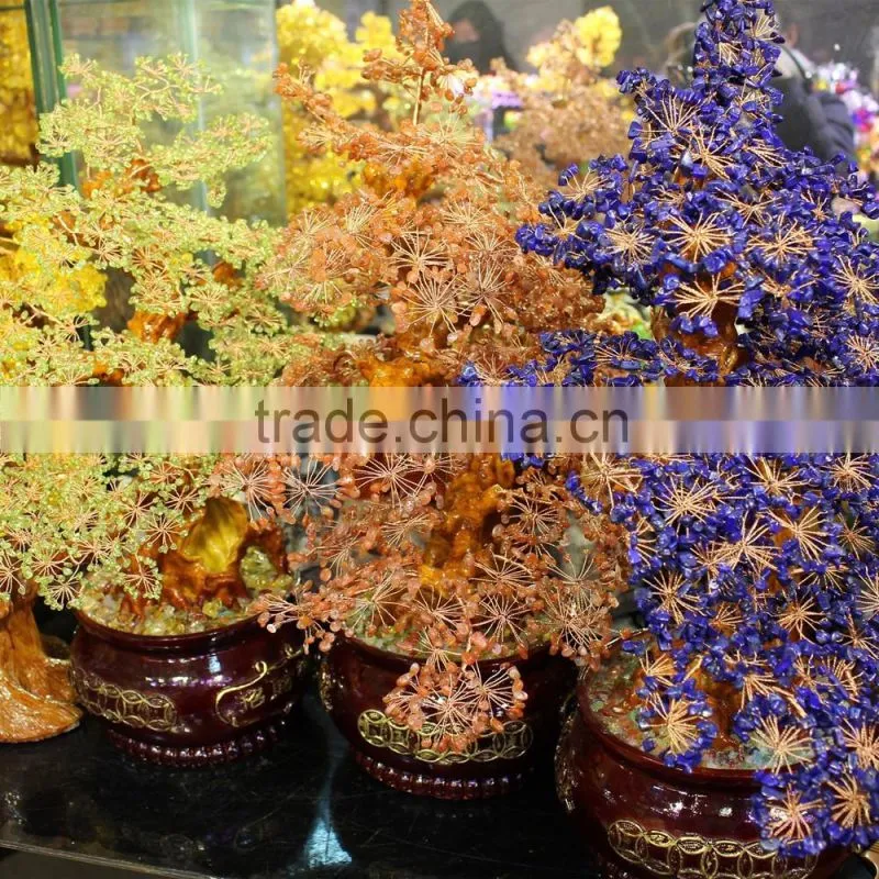 china decorative citrine lapis agate crystal bead christmas trees