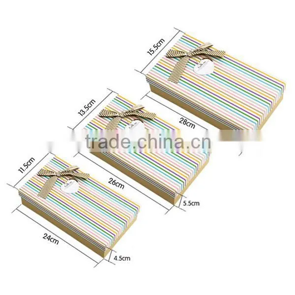 Nice Color 3pcs Set Stripes Paper Gift Boxes Candy