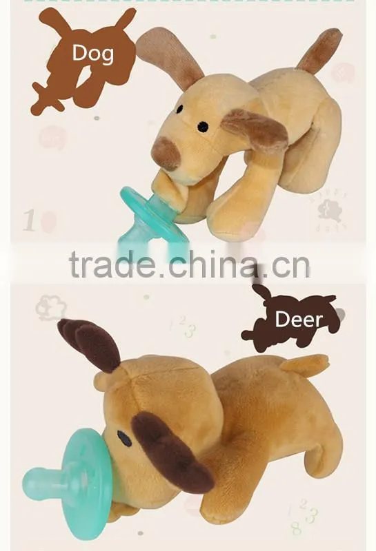 Safety funny baby plush toy pacifier with plush toy