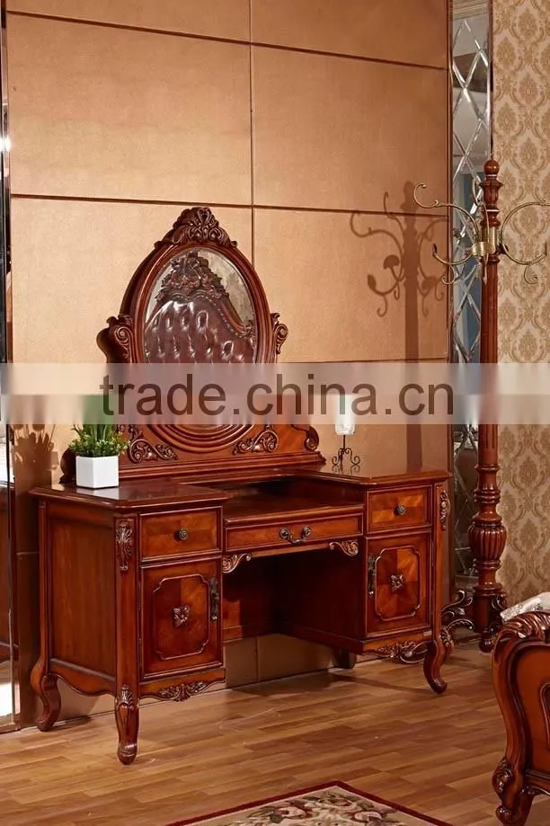 Yumian luxury royal European style oak solid wood bedroom furniture set Bed Bedside table Wardrobe Dressing table Commode