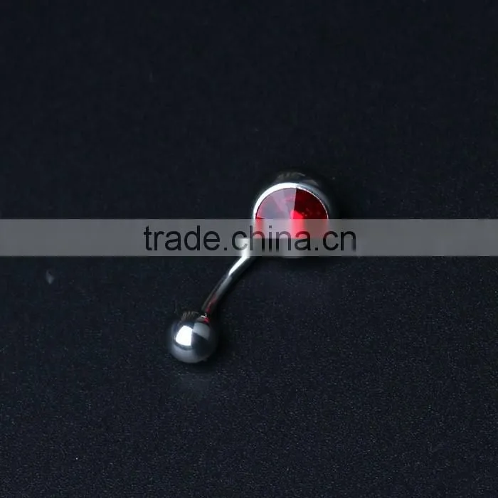 14 Gague Surgical Steel Gem Paved Banana Barbell Magnetic Navel Rings