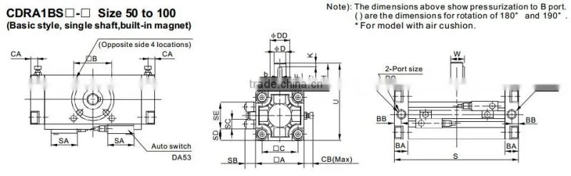 SMC Type CRA1 Series Pneumatic Rotary Cylinder
