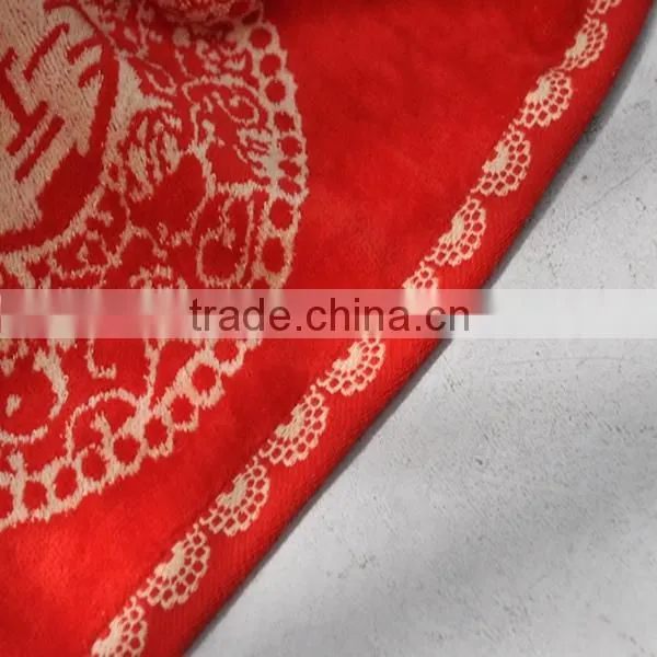 High quality Red Jacquard wedding cotton gift towel