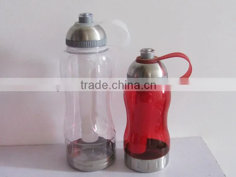 Insulated plastic ice cup with curve straw, drinking juice ice cup