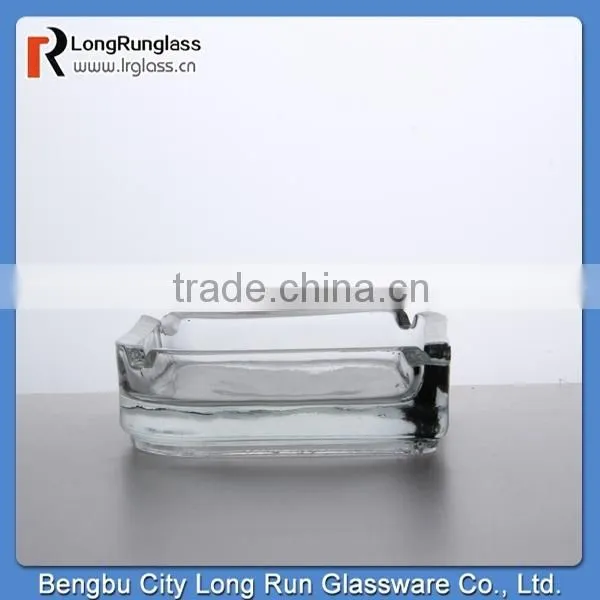 LongRun wholesale 4'' plain design round glass ashtray in clear