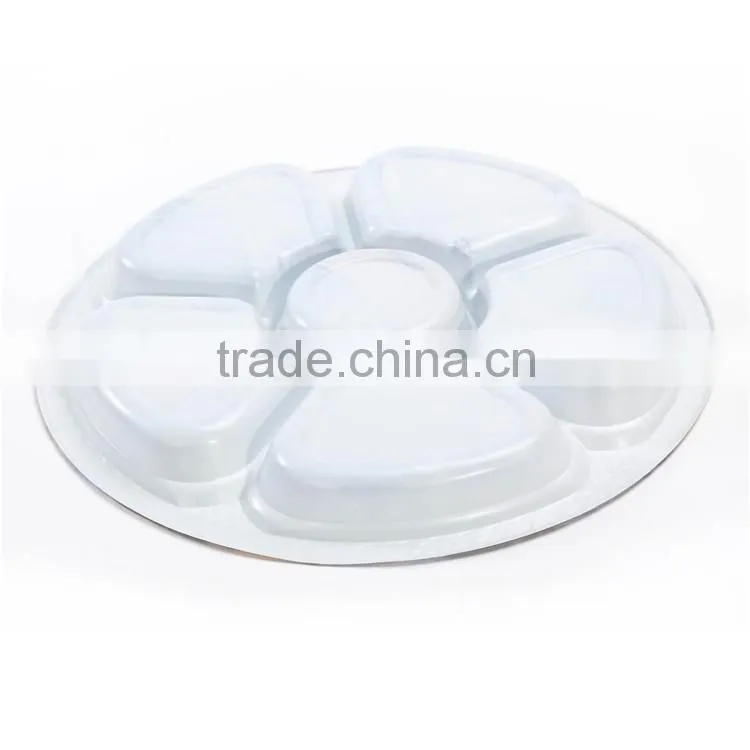 Round Disposable 6 Compartment Tray
