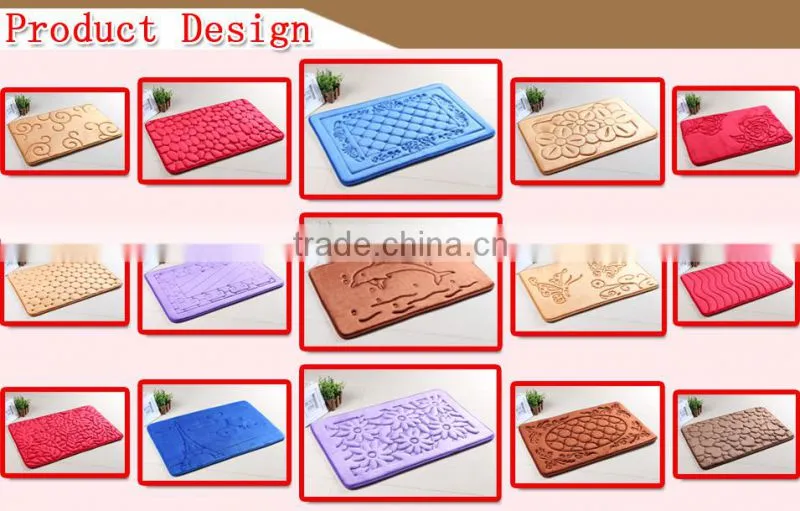 microfiber flannel embossed non slip pvc backing contour bath rug