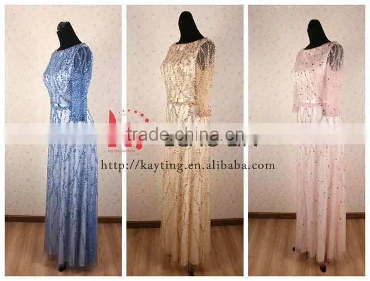 Marvelous Newest Sequins Beaded Long Sleeve Guangzhou Muslim Wedding Dress