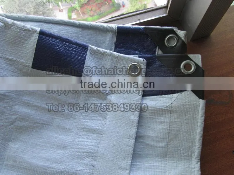 waterproof and reinforced HDPE Tarpaulin cover with black reinforced bands