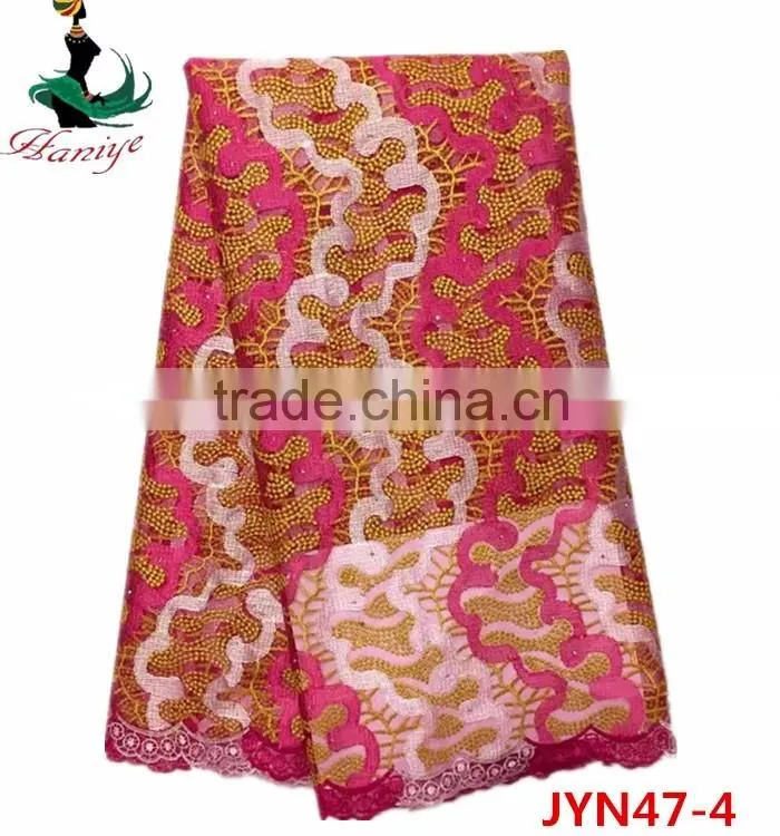 JYN47 african tulle lace fabric with stones for lady
