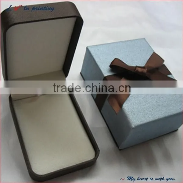 2016 high quality popular customized different colors and sizes box for jewelry with brown bowknot made in shanghai