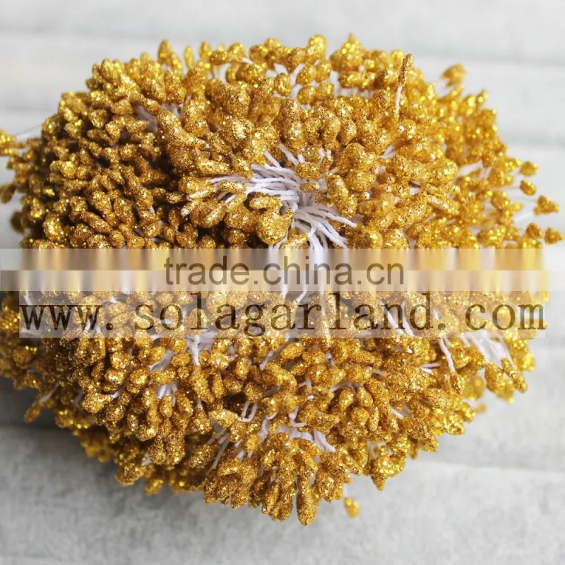 6CM Factory Wholesale Artificial Flower Pistils Flower Stamen With Glitter For Decoration Wedding Flowers