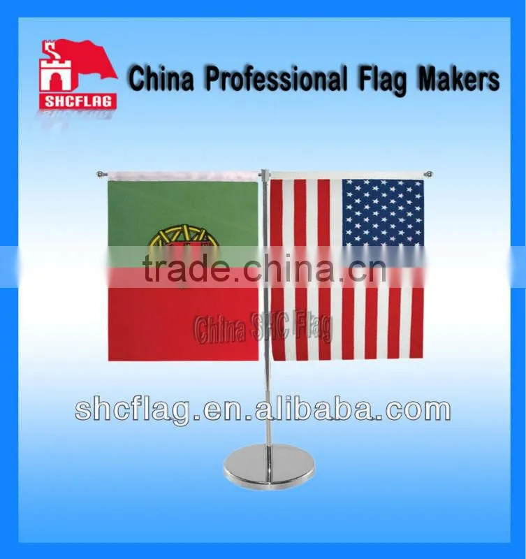 custom national table top flag with metal base and stick