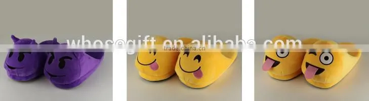 High quality purple devil plush animal cute emoji slippers for wholesale