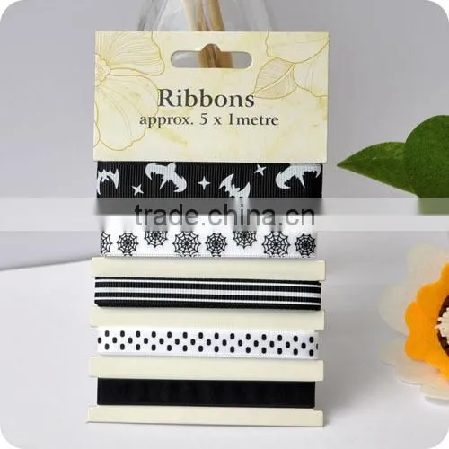 polyester ribbon, satin ribbon , ribbon set for Halloween, scrapbooking ribbon, ribbon for bowing