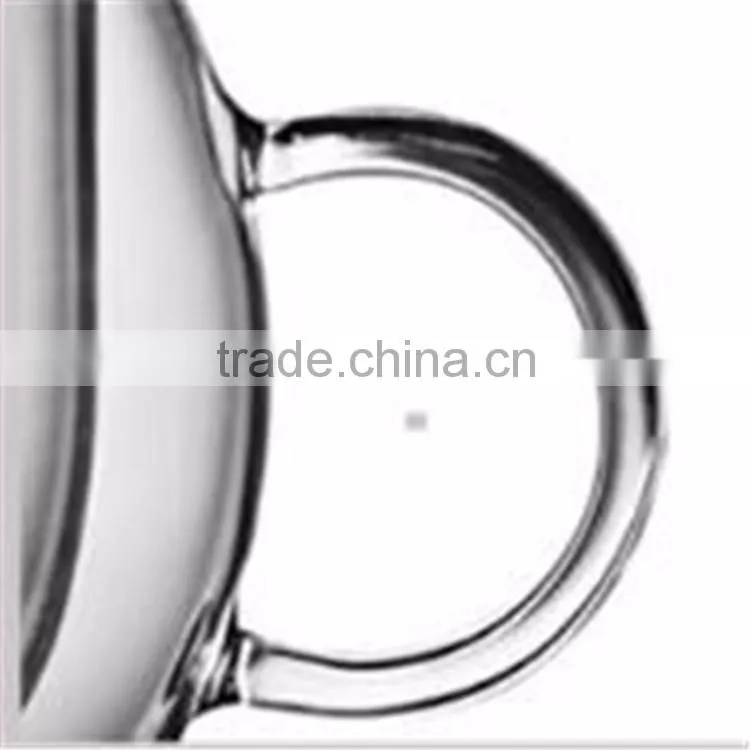European high borosilicate heat-resistant glass coffee cup with handle,spoon and saucers.double wall glass coffee tea cup sets.