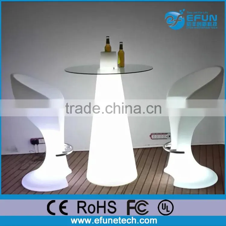 eco material PE illuminated bar table furniture, led cocktail table