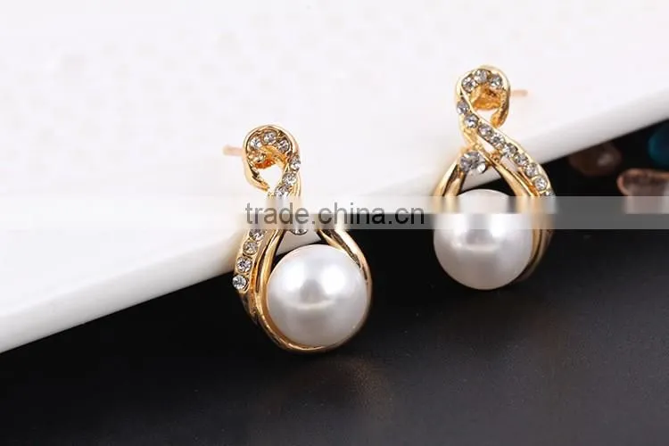 Small Order China Wholesale necklace with pearl earring gold 3pcs jewelry set korean