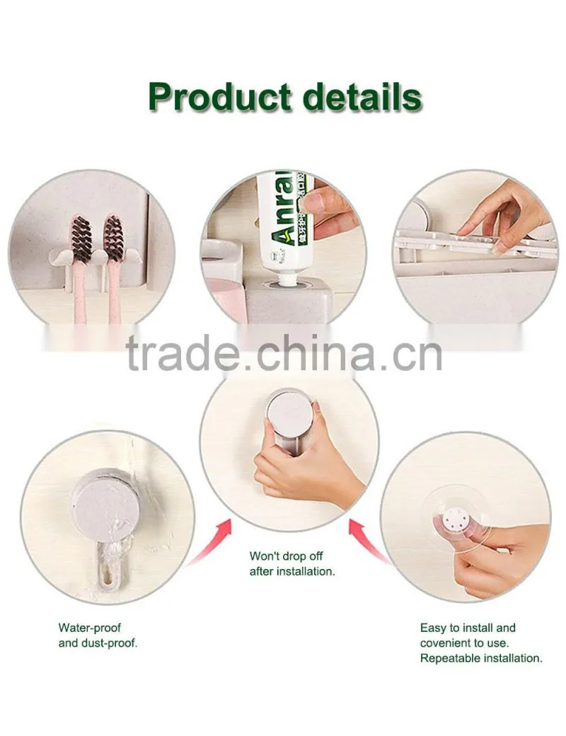 Toothpaste Dispenser Toothpaste Holder Wall Mounted Dustproof Automatic Toothbrush Holder