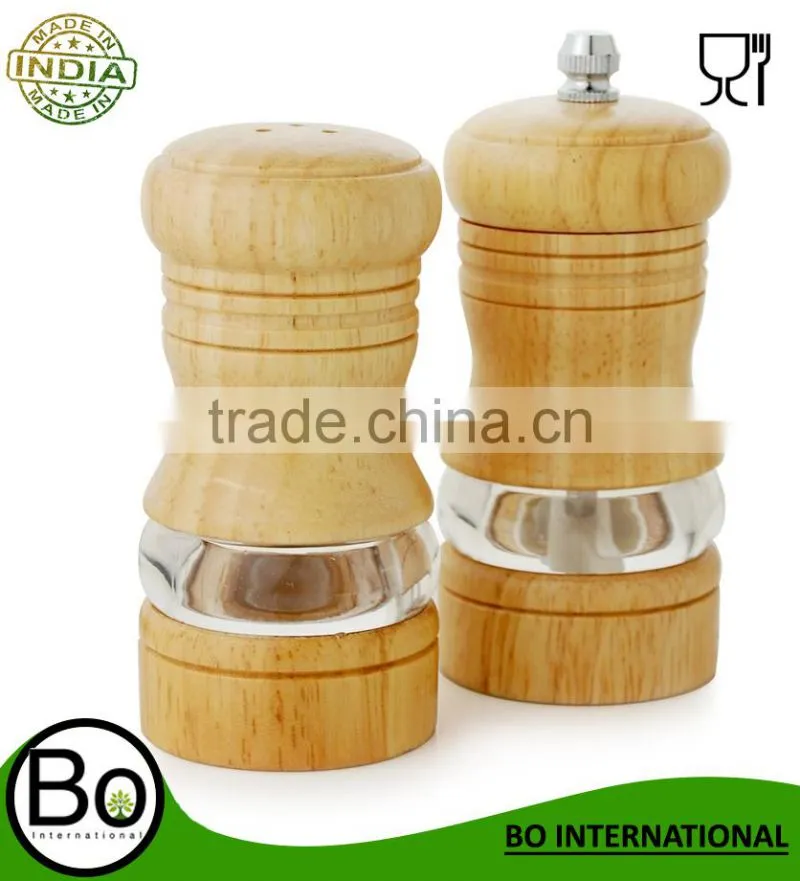 Stainless Steel Wooden Shaker Victoria Salt And Pepper Set of 2