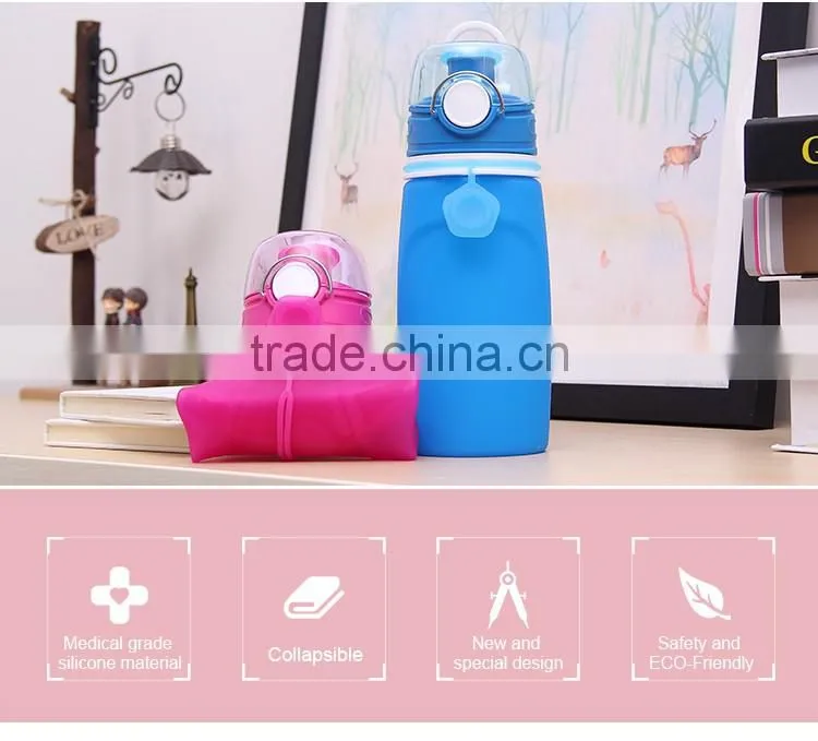 Excellent Silicone Material 16OZ Collapsible Water Bottle