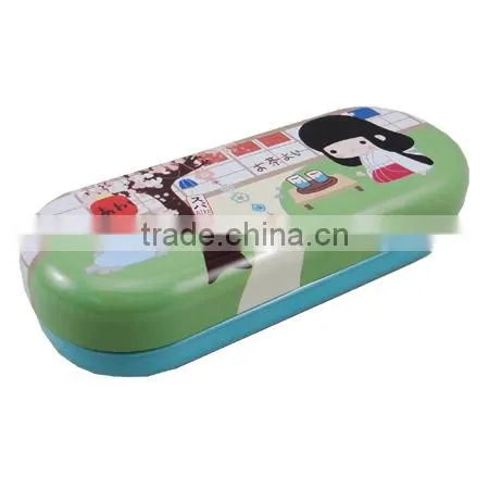 New design beautiful printed metal rectangle pencil case tin container