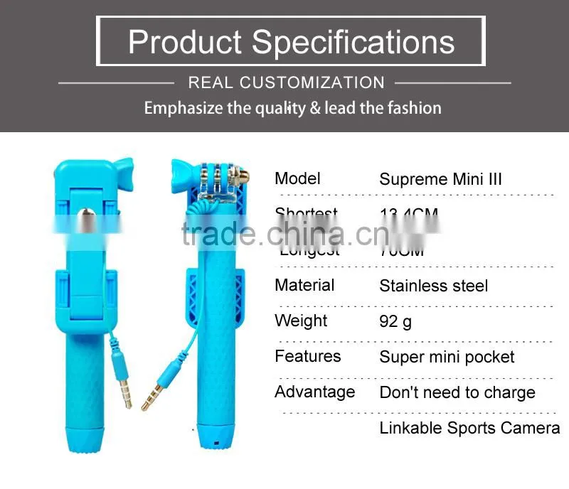 Wholesale foldable mini wired monopod