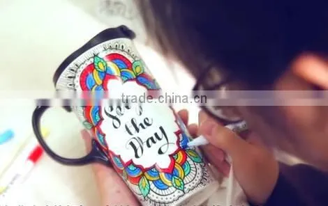 High Quality DIY 16OZ V-Shape Ceramic Mug , with Customized Decal