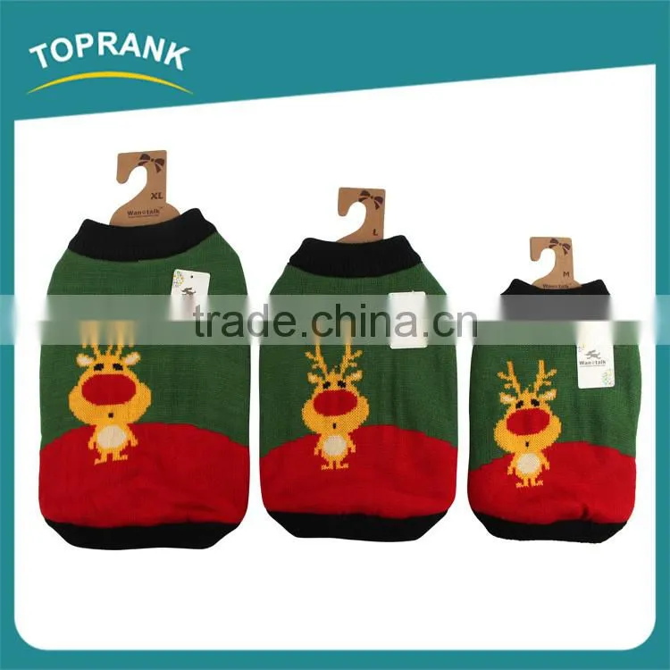 Fashion design Christmas reindeer pattern polyester winter knit sweater for dog