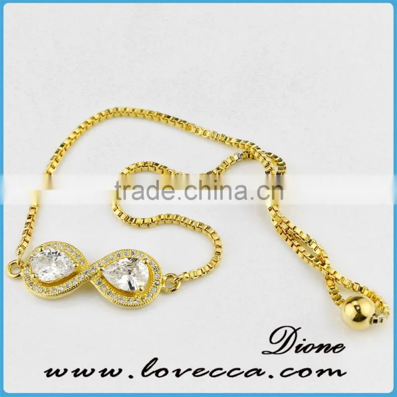 2017 Various pattern chain link bracelets for your choice women gold micro pave bracelet link zircon