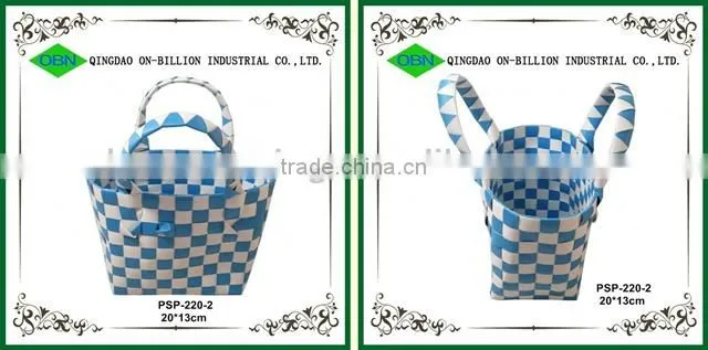 Wholesale colorful handmade pp strap woven children bag basket for kids