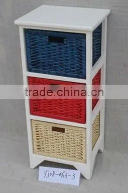 4-Drawer Wicker Storage Cabinet