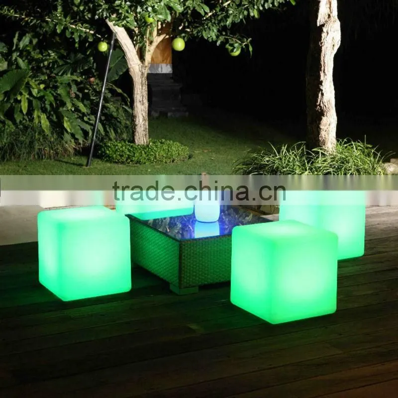 multifunction plastic LED light up cube stool for party