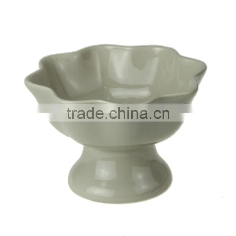 4.3" blue color ceramic flower shape bowl for ice cream