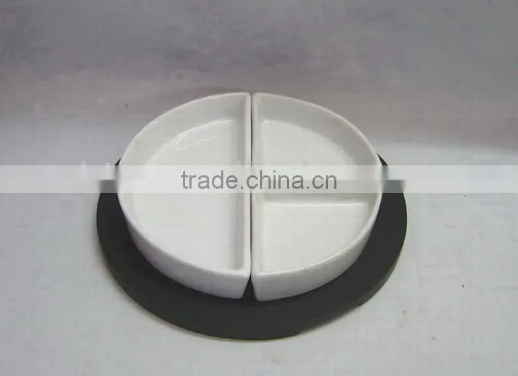 Smiling face shaped ceramic snacks serving tray for sale