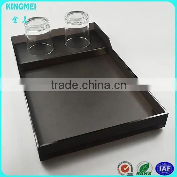Crystal square acrylic beer tea tray with handles and round corner