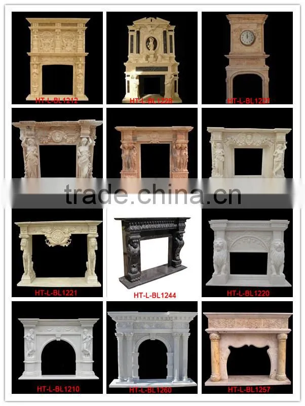 Indoor Used Artifical Fireplace Mantel, Beige Stone Fireplace