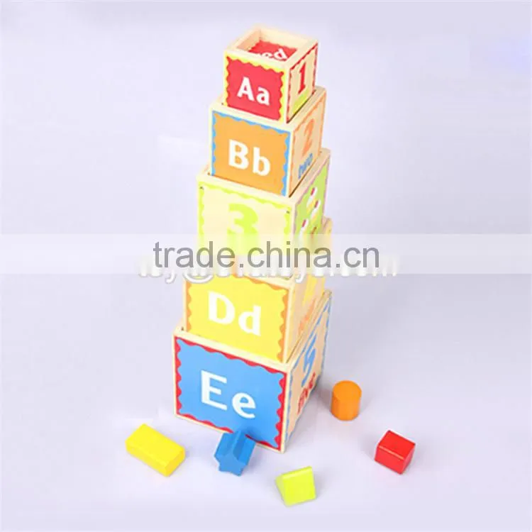 Creative intelligent baby wooden stacking cups W13D079
