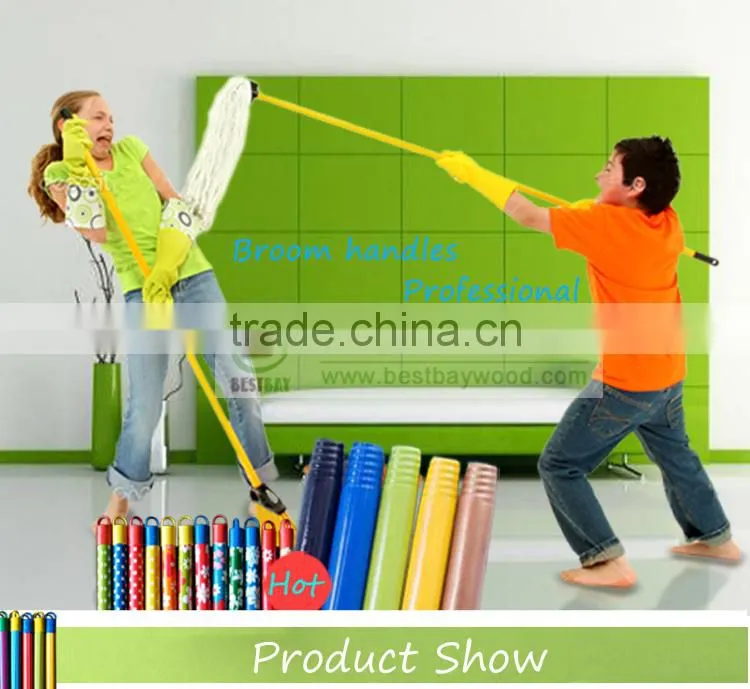120X2.2cm pvc coated broom wooden handle/pvc coated broom wooden stick/pvc coated broomstick wood