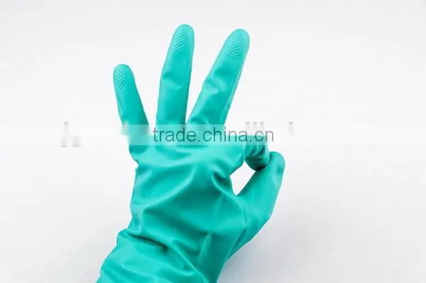 Green Nitrile Washing Up Household Rubber Gloves