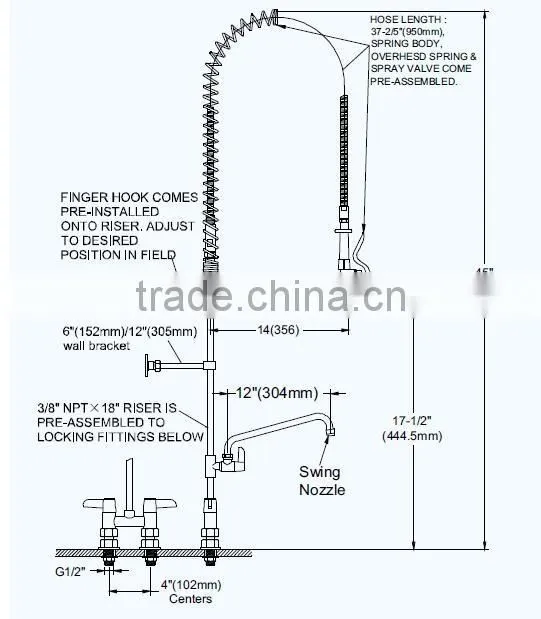 Stainless Steel Die Casting Pre Rinse Ceramic Kitchen Accessories