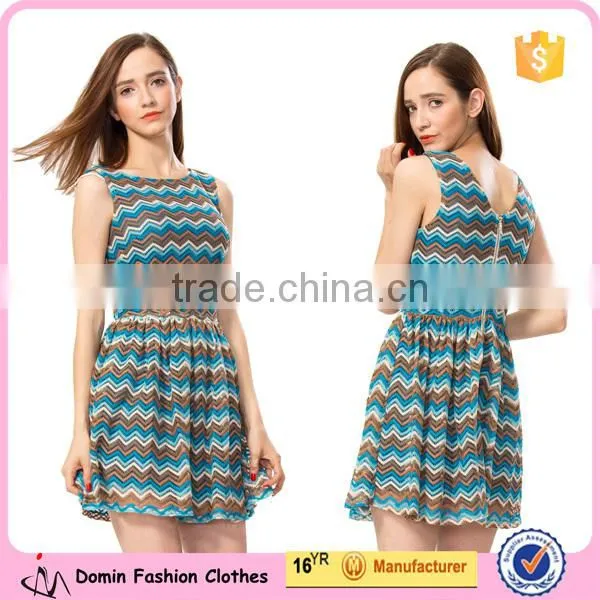 Geometric Wave Pattern Printed Custom Knitted Dress