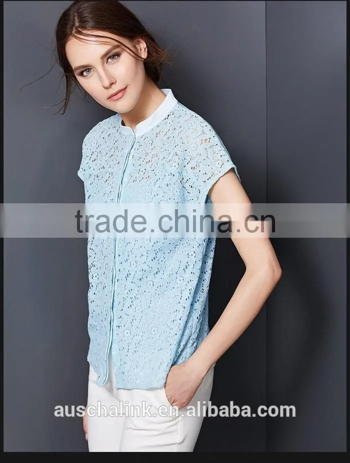 2016 best selling high quality ladies lady lace tops latest design