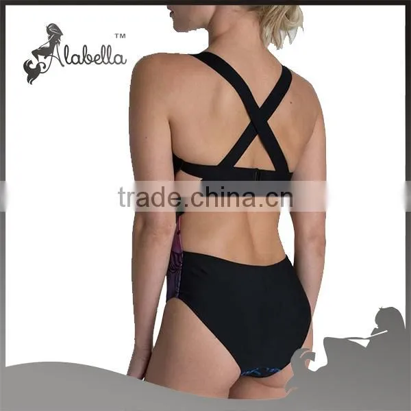 Sublimation swim suit also features a keyhole cut-out design at front