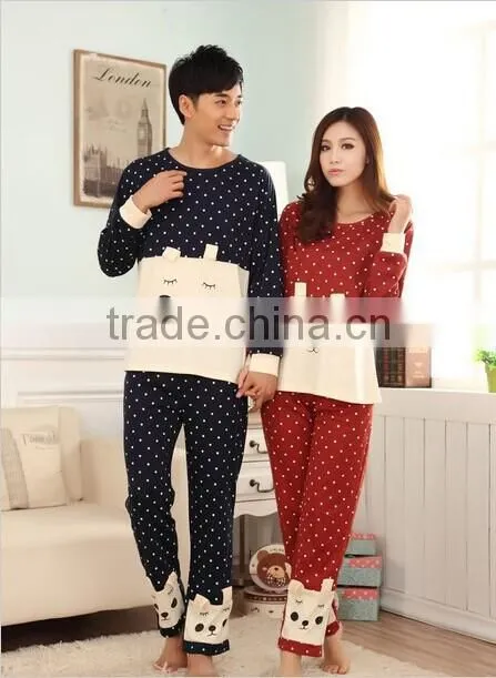 Catton Dog Print Dot cotton funny couples pajamas