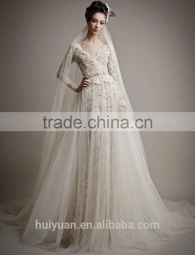 sex lace mermaid bridal muslim hijab long sleeve wedding dress