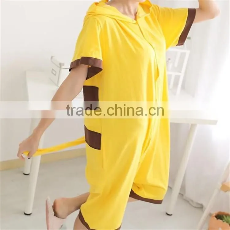 2017 new design cute fashion summer clothing cartoon animal cosplay costume Pikachu pajamas jumpsuits