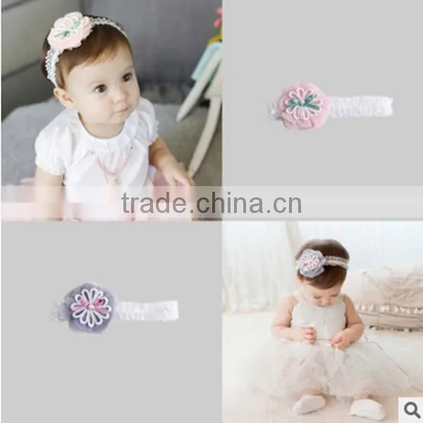 F10003N wholesale korean style headband cute baby girls lace headband bowknot lace hair accessory