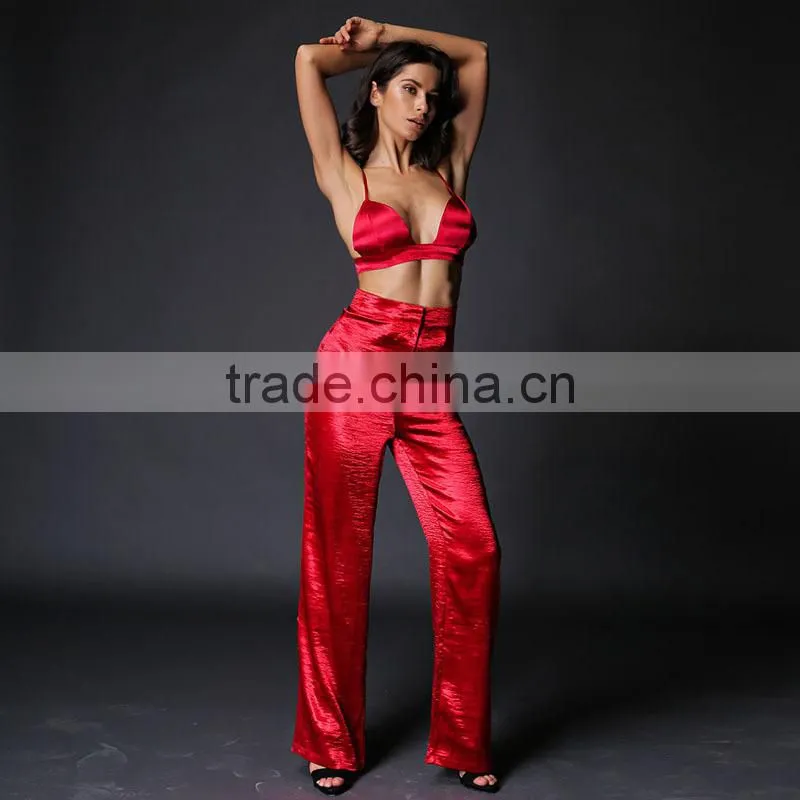 Runwaylover 011 Ladies Sexy Crop Tops And Casual Pants