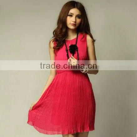 Wholesale Casual Chiffon Pleated Women Dresses